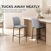Modern Tall Chairs, Set of 2 Velvet Bar Stools with Footrest and Backrest, Kitchen & Living Room Stools, Grey