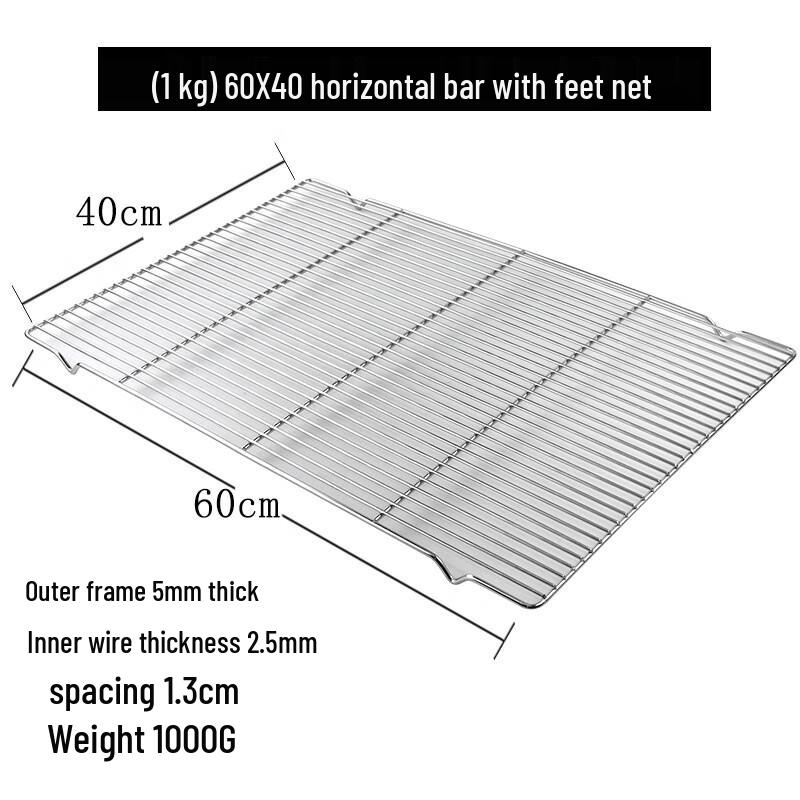Zhi Shi Edelstahl BBQ Grillrost mit Beinen, 60x40cm