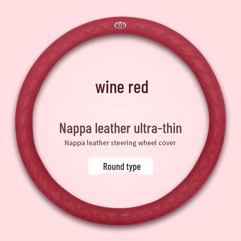 Toyota Nappa Leather Texture Steering Wheel Cover, 3D Non-slip, Sweat-absorbent, Wear-resistant, Ultra-thin Design.