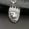 Full Iced Rhinestone An Crown Lion Tag Necklaces Pendants Cuban Chain 316L Stainless Steel Hip Hop Gold Silver Color Jewelry