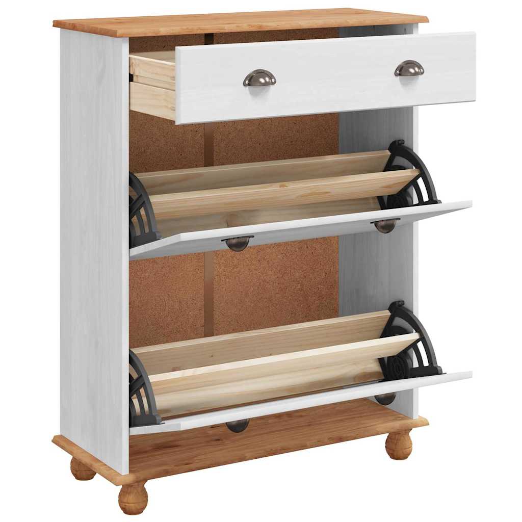 ASKIM Shoe Cabinet White 85 X 35 X 108 Cm Solid Pine Wood