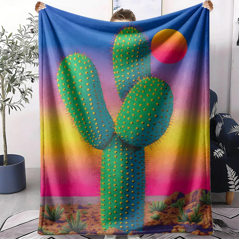 Cactus Throw Soft Flannel AC Blanket Lightweight Summer Nap Throw Cozy Blanket for Sofa Bed Travel Home