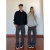 Mens Gray Baggy Cargo Jeans American Vibe Straight Leg Wide Pants