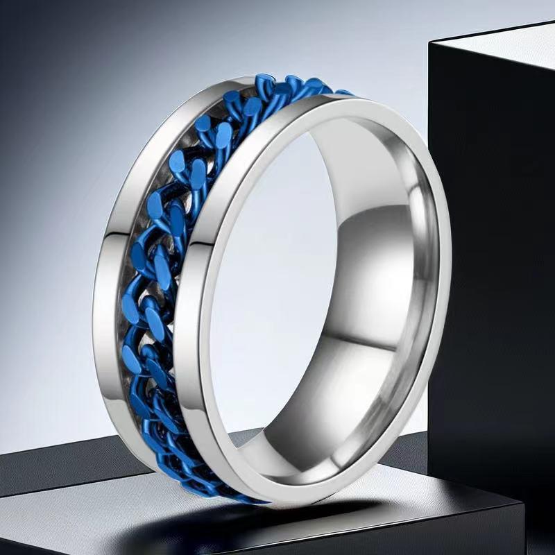 Men's Non-Fading Rotating Titanium Steel Ring - Stainless Steel Hand Jewelry