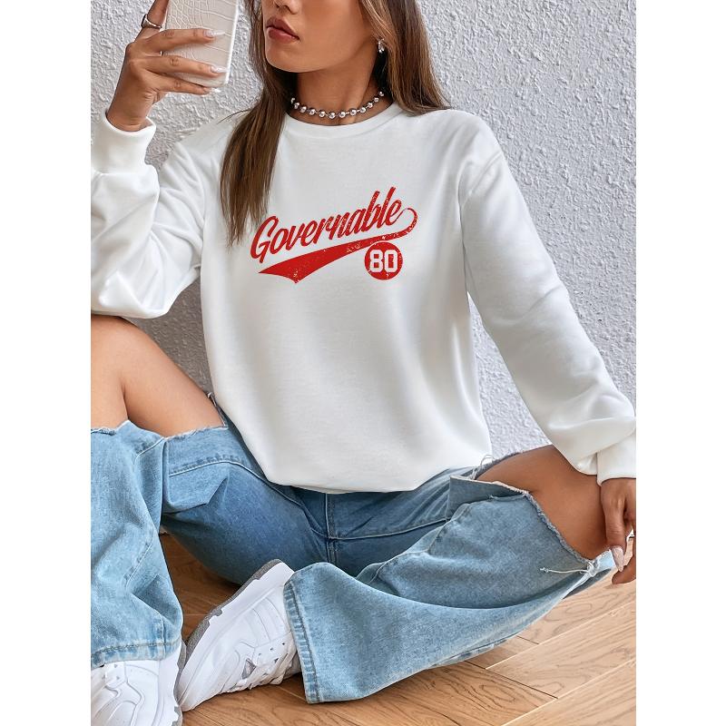 Stylish Breathable Women s Printed Crew Neck Sweatshirt  for Streetwear Look S