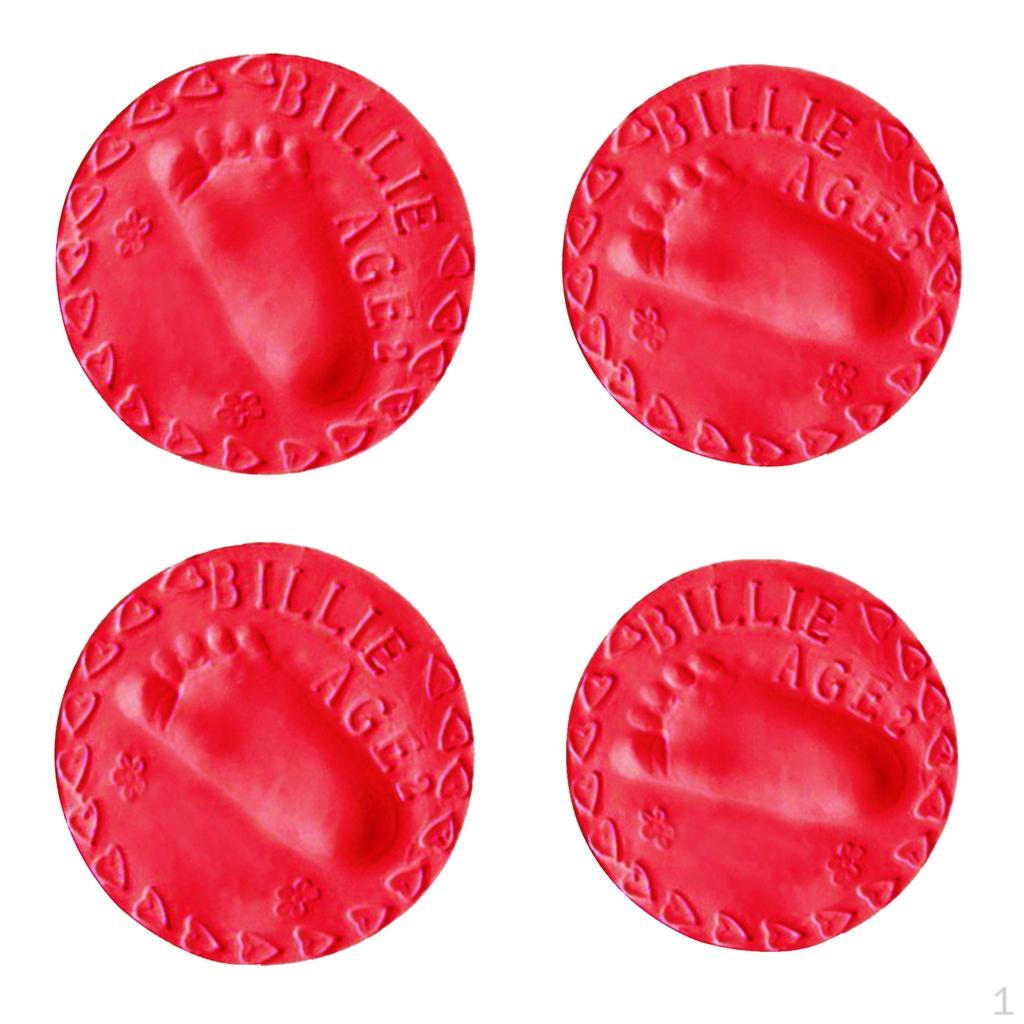 4x Air Drying Clay Baby Handprint Footprint Casting Fingerprint Red