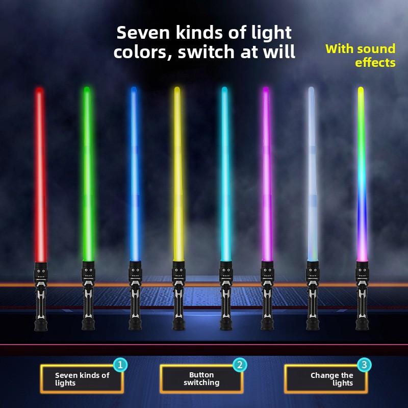 Changing Color 7 Colors Children Colorful Glowing Sword Toys 67CM Telescopic Music Laser Sword Rotating Decompression Toy Gift