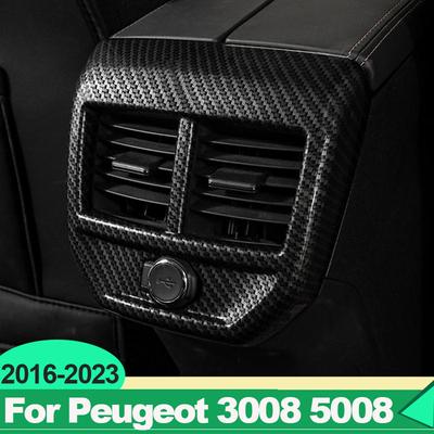Para Peugeot 3008 5008 GT Híbrido 2016-   ABS Caixa de Apoio de Braço Traseiro do Carro Saída de Ventilação Tampa de Acabamento Acessórios de Decoração