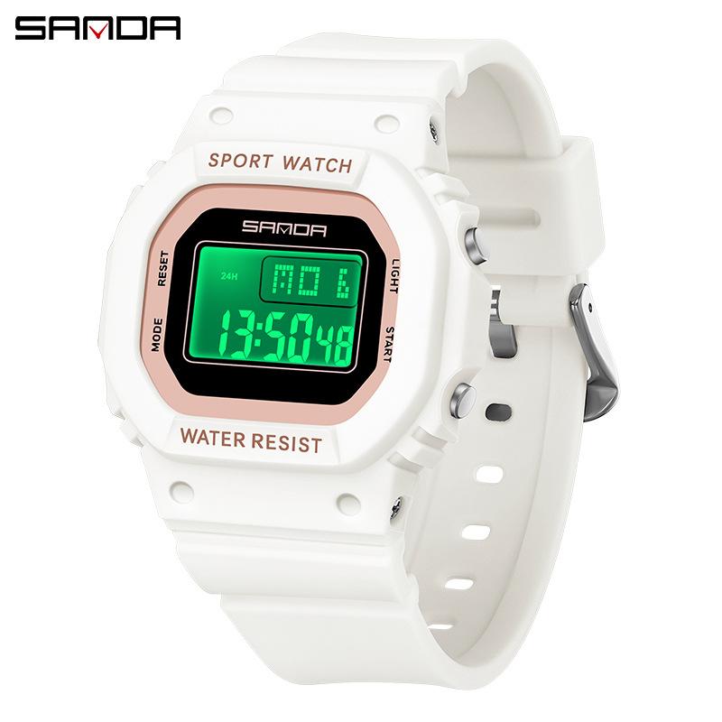 SANDA Square Electronic Watch Colourful Creative Personality Candy Colour Waterproof Alarm Clock Electronic Watch