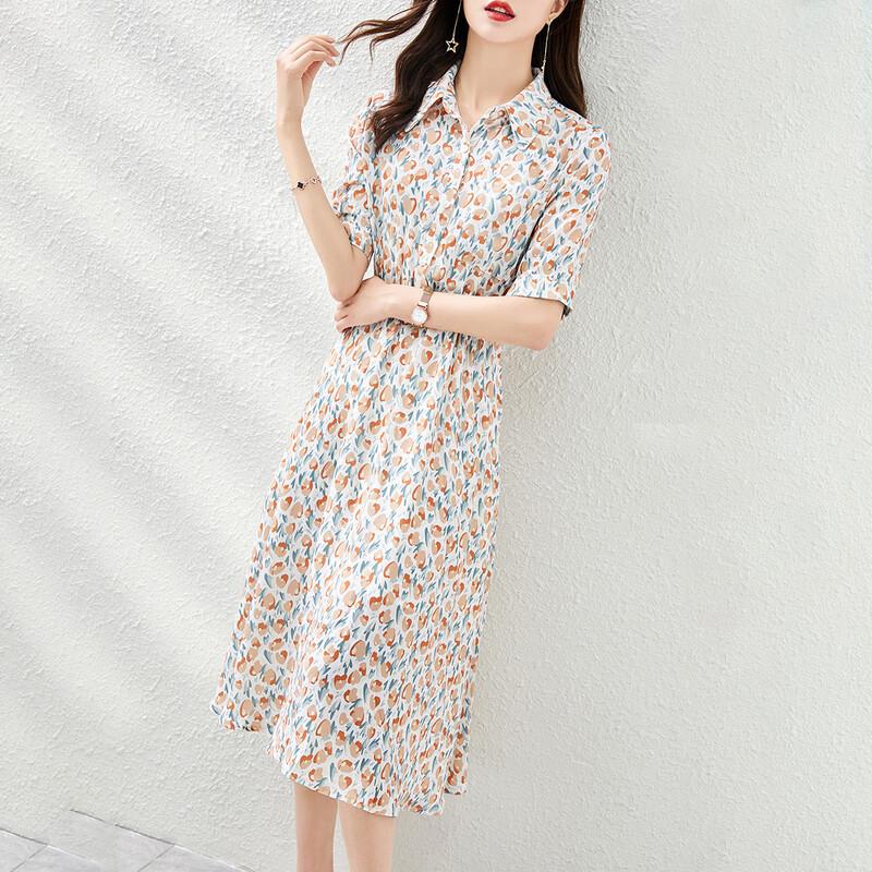 

Women s Short-Sleeved Floral Midi Dress M