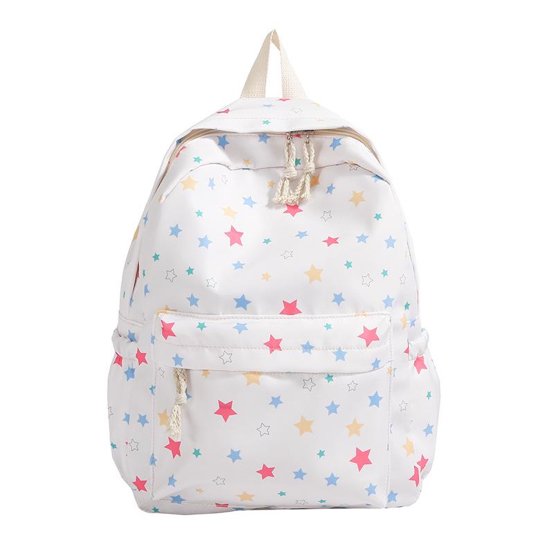 

Японский школьный рюкзак с принтом звезд: Милый и просторный для девочек белый