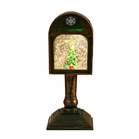 Christmas Wind Light USB/Battery Powered Mailbox Design Lamp Retro Sequin Glass Ball Santa Claus Snowflake Table Lamp Xmas Decor