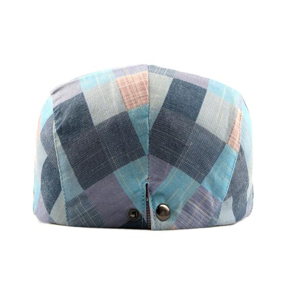 Fashion Men Women Plaid Cotton Newsboy Hat Flat Cap Adjustable Beret with Visor