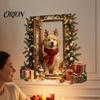 Interior Wall Art for Holiday 2Pcs 3D Illusion Christmas Dog Sticker, Removable Self?Adhesive Festive Door Decal Living Room Decal, Puppy