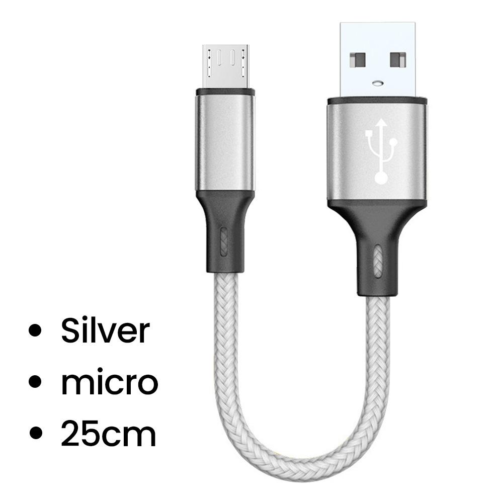 0.25M Short Cable Micro USB Cables Type c Data Cord Fast Charging Portable Wire for Power Bank iPhone 15 Samsung Android Phone