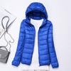 Women's Hooded Long Sleeve Puffer Jacket Slim Fit Lightweight White Duck Down Winter Coat