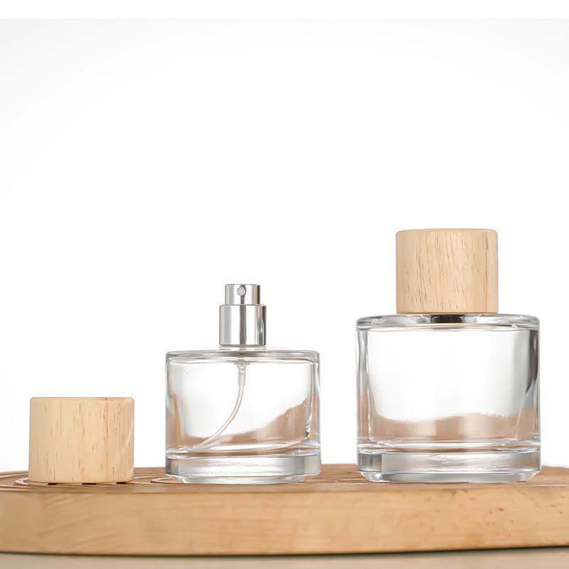 30ml Transparent Cylindrical Glass Perfume Bottle with Snap-on Spray Cap