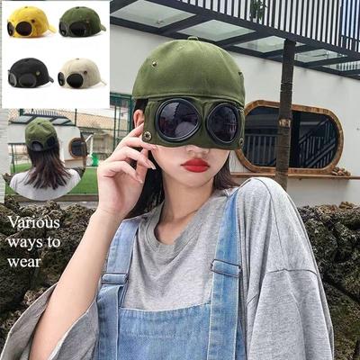 Pilot Modeling Cap, Trendy Reverse Baseball Cap + Removable Sunglasses, Street Personality Versatile Hat, Sports