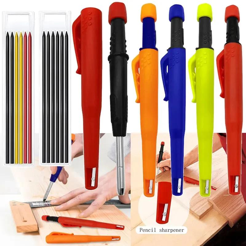 2-in-1 Solid Carpenter Pencils With Sharpener Carpenter 2.8mm Solid Mechanical Pencils Marking Tools Construction/carpenters