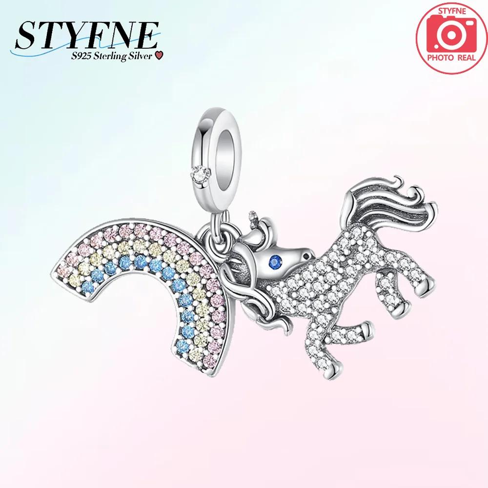 Sweet Romance Copper Cloud Rainbow Unicorn Shining Dreamy Charms Beads Fit 3Mm Original Bracelets Diy Fine Jewelry Making