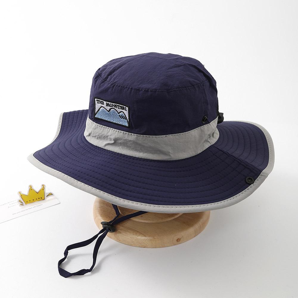 Big Brim Drawstring Children Bucket Hats New Boy Girl Patchwork Quick-dry Cap Panama Sunhat Hiking Fishing Hat Fisherman Caps
