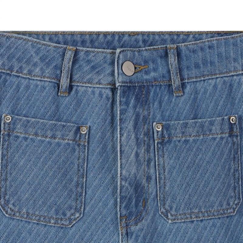 Front Pocket Semi Wide Denim Pants As1dp262