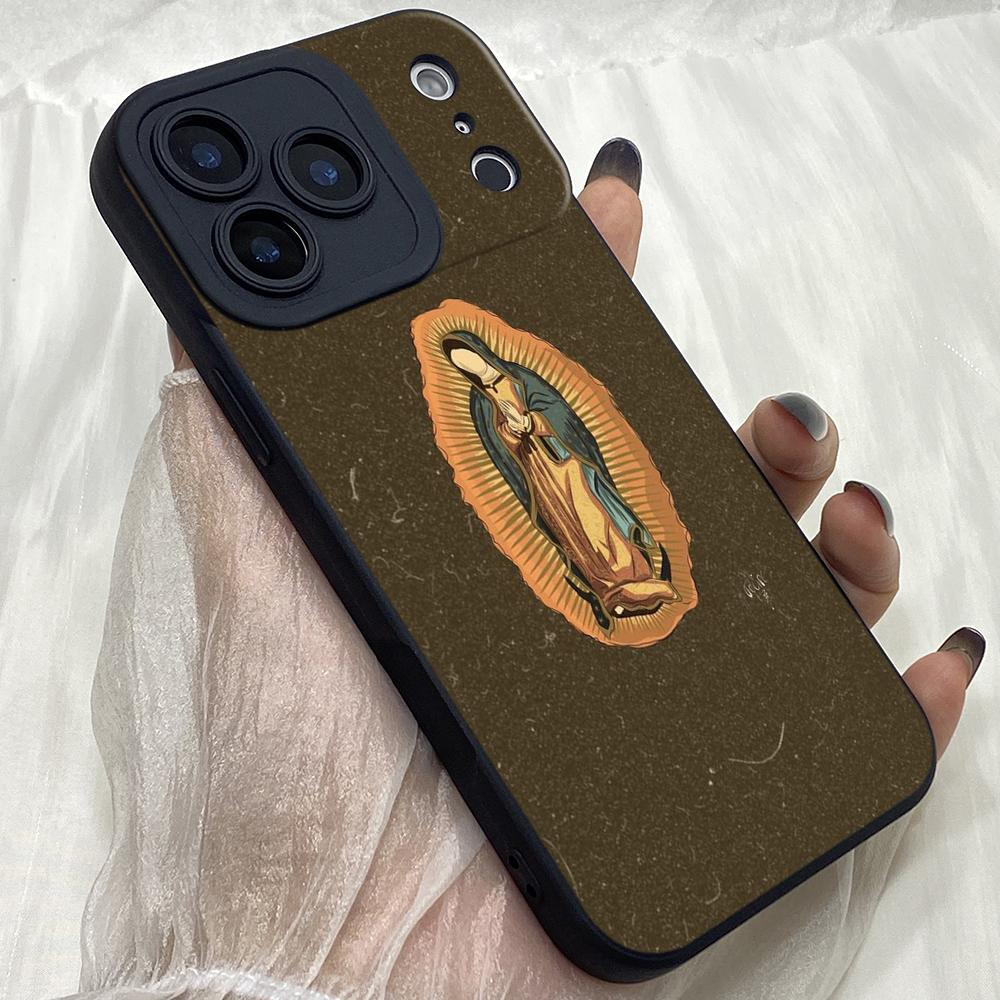 

M345 Lady Of Guadalupe Distressed design Angel Eyes Soft Phone Case for iPhone Samsung Galaxy Xiaomi Rdemi Huawei Honor Infinix Realme OPPO All Model Vivo Y400 PRO 5G чорний