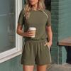 Women's Fashionable Loose-Fit Short-Sleeve Top + Shorts Casual Two-Piece Set