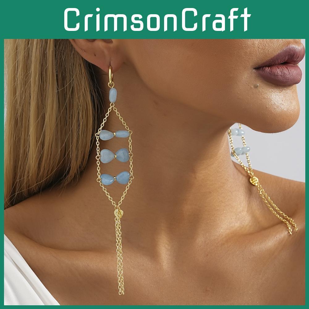 Trendy Heart-shaped Natural Stone Dangle Earrings For Women Fashion