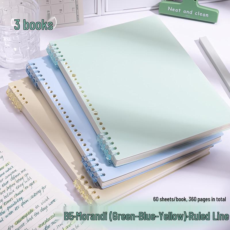 Morandi Colors Detachable Coil Notebook - B5, A4, A5 - Student-Friendly, High-Quality Loose-Leaf Design