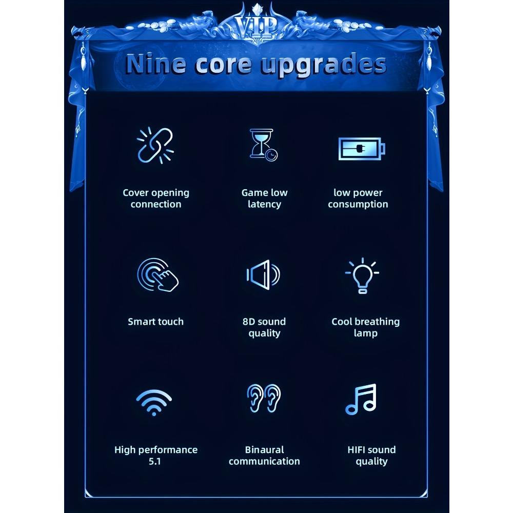 Casque sans fil tactile avec écran LED - Écouteurs intra-auriculaires TWS pour jeux, musique et sport - Compatible iOS/Android