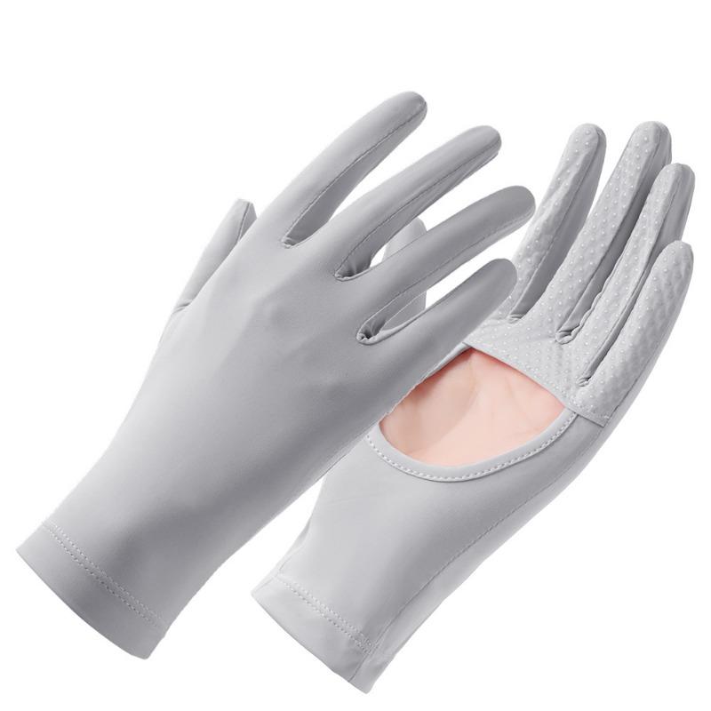 Ice Silk Gloves Women's Summer Short Light and Thin Outdoor Windproof and Non-slip Opening Breathable Driving Cycling Sunscreen Gloves