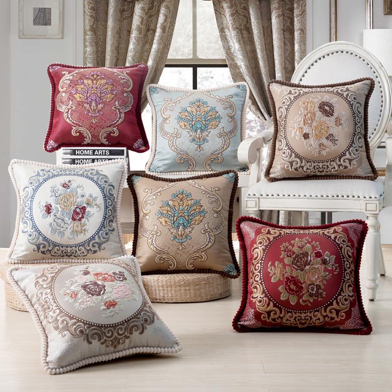 Car Lumbar Pillow Cover European-style Jacquard Classic Sofa Pillow Cover Home Office Nap Cushion