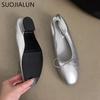 Fashion SUOJIALUN 2025 Spring Candy Color Women Flat Shoes Fashion Round Toe Shallow Slip On Ballet Shoes Square Low Heel Boat Shoes