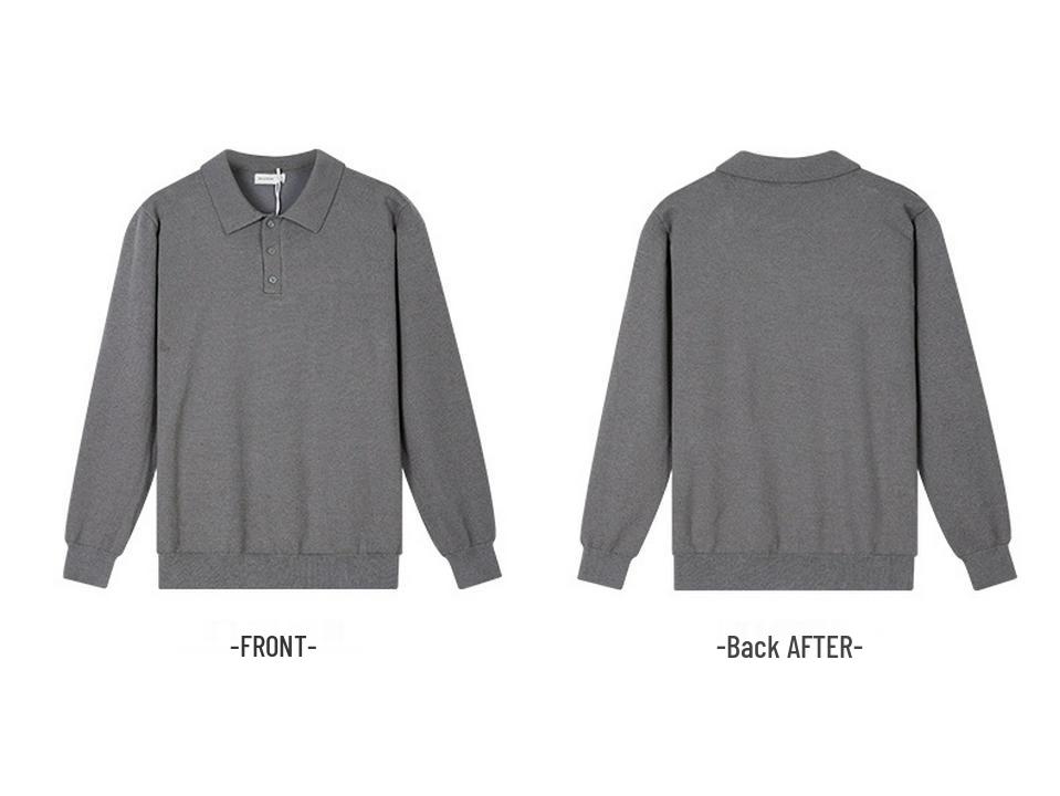 Herbst Winter High-End Herren Poloshirt Pullover mit Kragen - Mittelalter Business Stil, Warme Strickware mit langen Ärmeln.