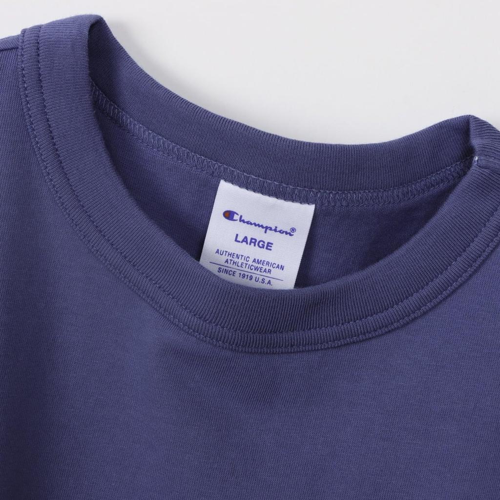 Champion short classic Cotton logo short sleeve Windsor blue T-shirt, sleeve, 100% cotton, USA, one-point embroidery, T-shirt, basic,