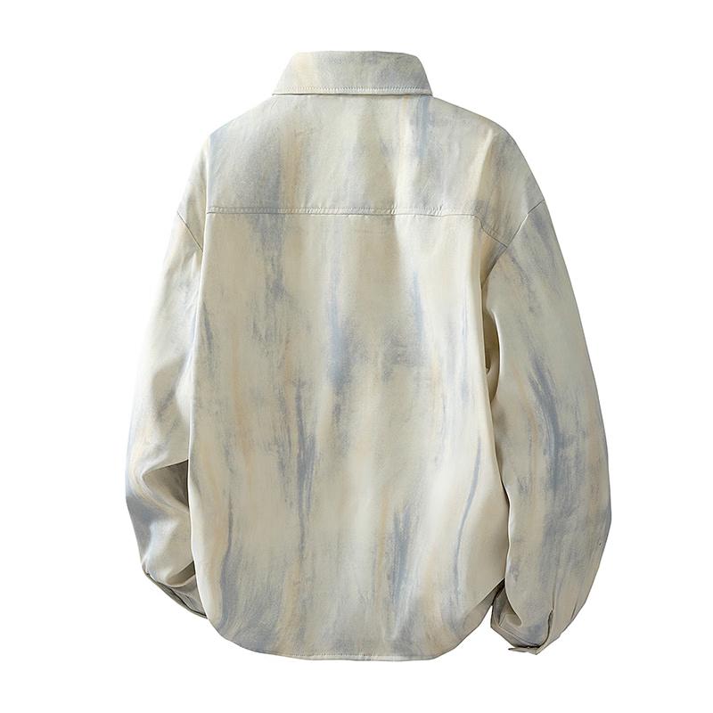 PLAYBOY Men's Tie-Dye Oversized Long Sleeve Casual Shirt