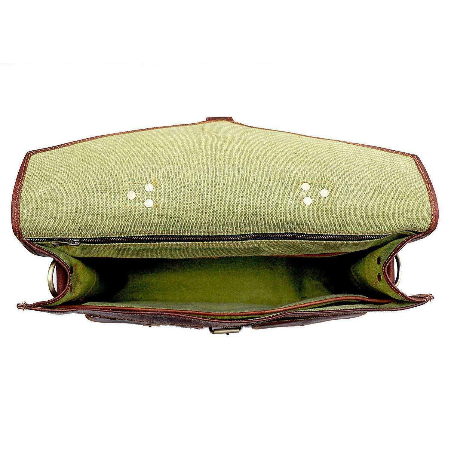 Большая винтажная 15-дюймовая мужская коричневая сумка-портфель из натуральной кожи — фото 4