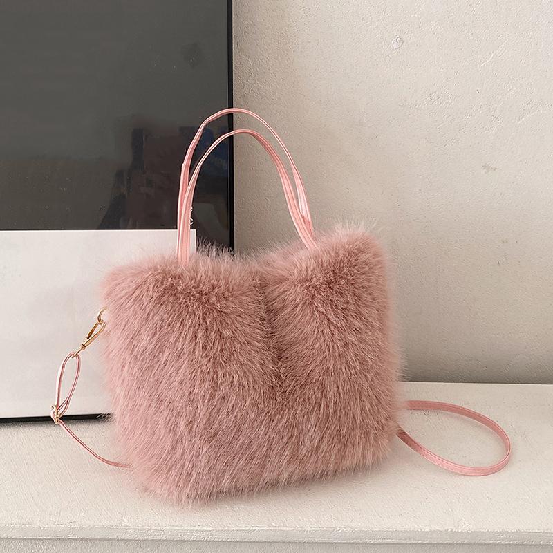 Sac fourre-tout en fausse fourrure pour femme, sac seau en peluche, design de luxe, sacs à main pour dames, sacs à bandoulière doux pour l'hiver