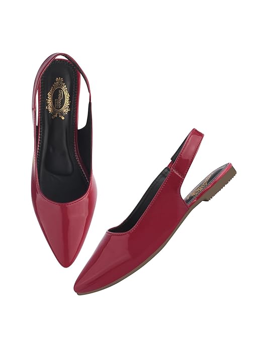 Shoetopia Solid Slingback Pointed Toe Flat Sandals For Women & Girls