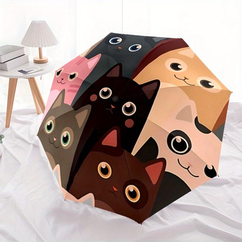 1pc Cats Pets Automatic Open/close Folding Compact Umbrella, 8-Rib Sturdy Canopy, Lightweight Portable, Everyday Use, Gift,134