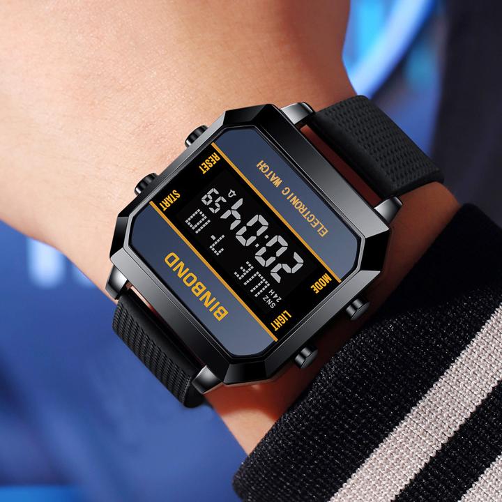 Binbond D081 081 Men's Electronic Fashion Silicone Strap Business Digital Calendar Timing Sports Luminous Waterproof Watches