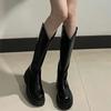 Korean version of V-mouth knight boots for women, small 2025 new high tube thick-soled boots, but knee boots, long boots for women ins tide