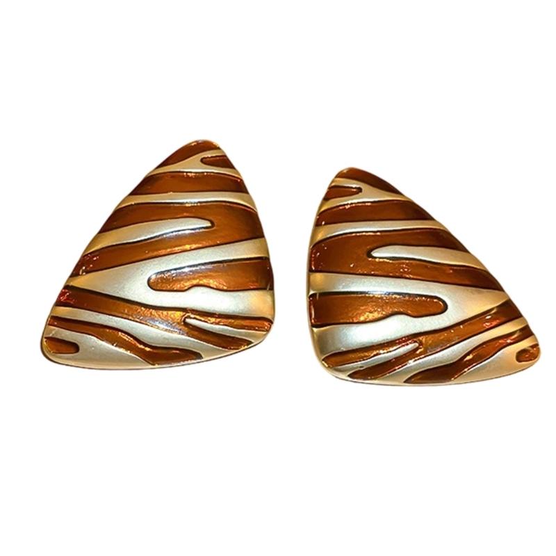 Stylish Zebras Stripe Studs Earrings Lightweight Metal Jewelry Handmade Ear Accessories For Everyday Outfits