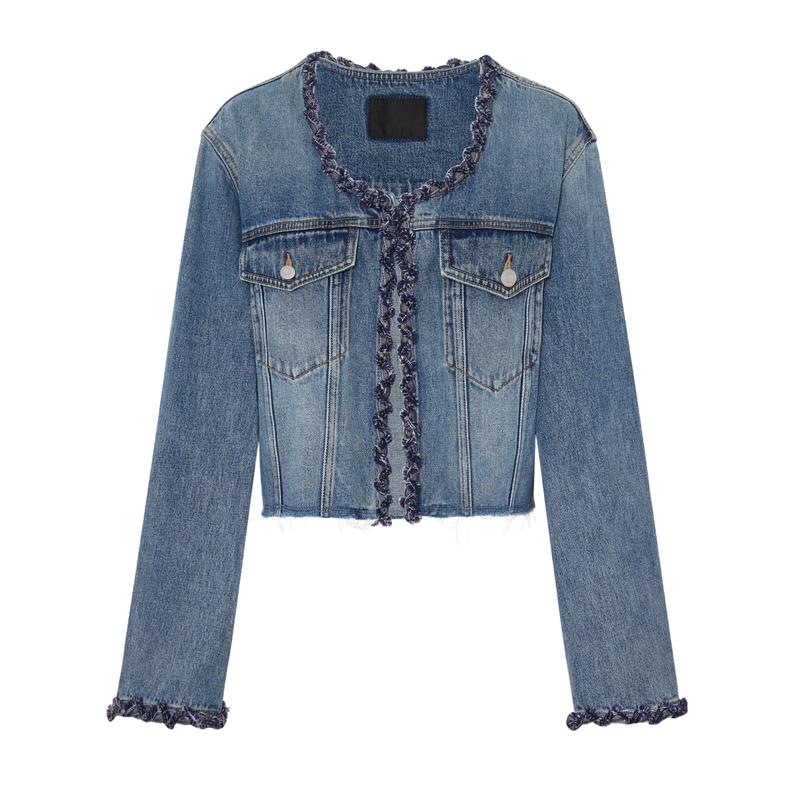 

MO&Co. Hand-Woven Trim Denim Jacket XS 155