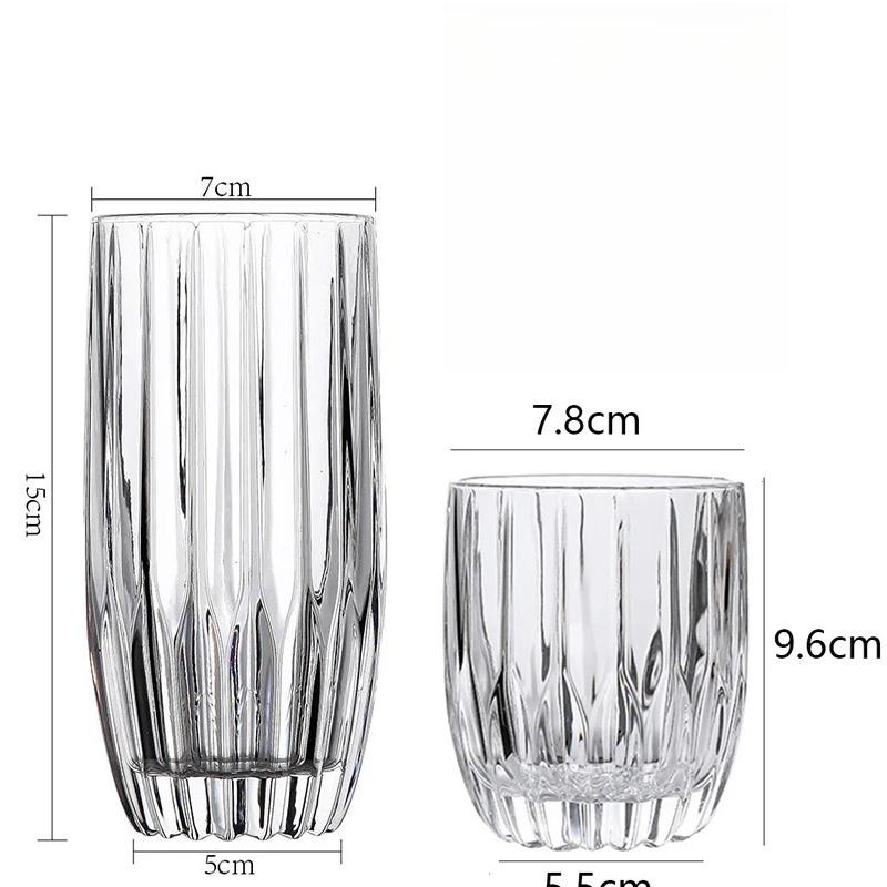 Iced Latte Coffee Mug Ins Style Soda Water Cup Striped Glass Cup Restaurant Elegant Juice Milk Tea Cups Transparent Water Bottle