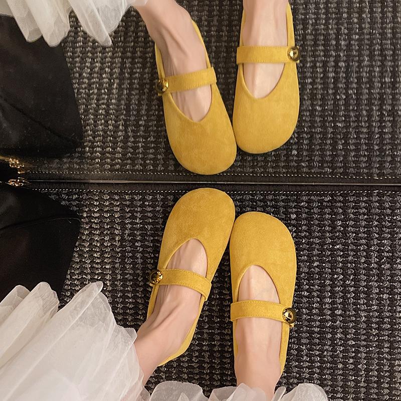 Fashion Shoes Woman Flats Shallow Mouth Soft Dress Golden Summer Retro Spring Mary Janes Summer Shoes Ladies Soft Female Footwear Shallo