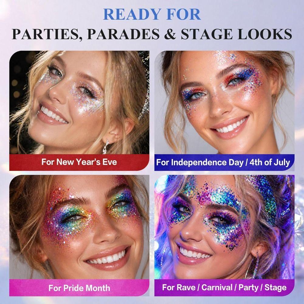 Removable Pans Color Shifting Glitter Lightweight Face Glitter Creative Gift Self Adhesive