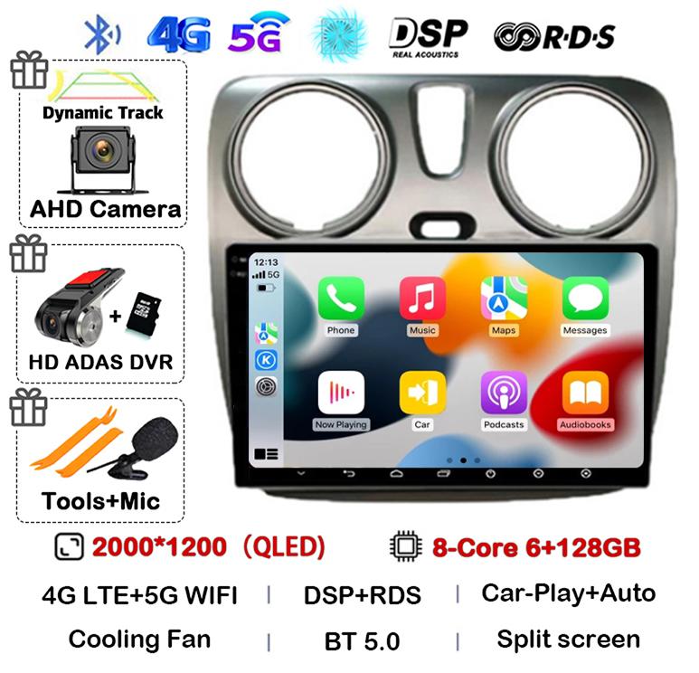 Android 14 Auto Carplay Car Radio For Renault Lodgy Dacia Dokker 2012 - 2020 Multimedia Video Player Navigation GPS 360 Camera