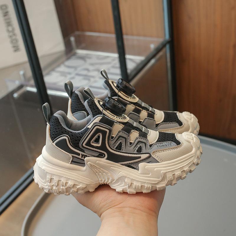 

Boys and Girls 2025 New Breathable Mesh Sports Casual Shoes Middle and Older Children s Student Shoes Wear-resistant Rotary Button Students 31